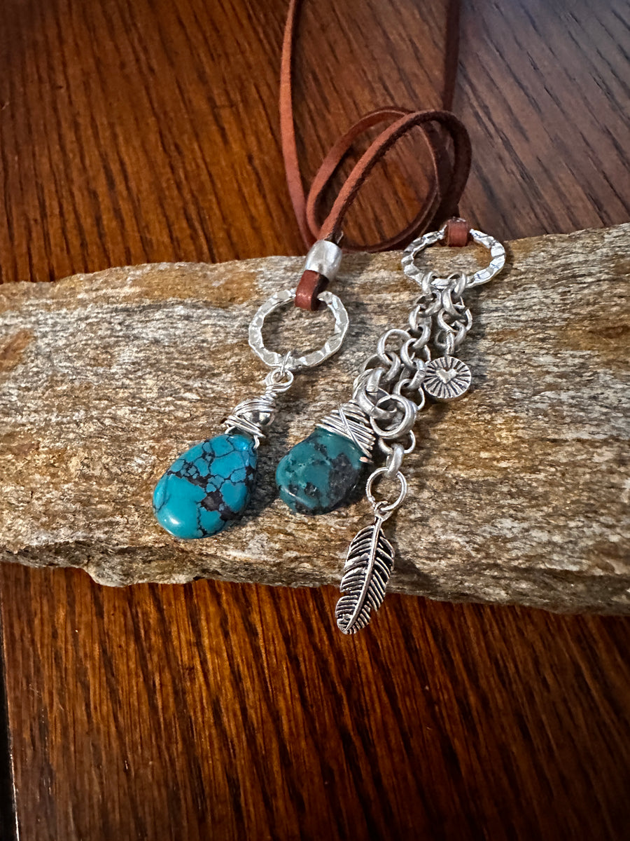Turquoise and sterling Lariat