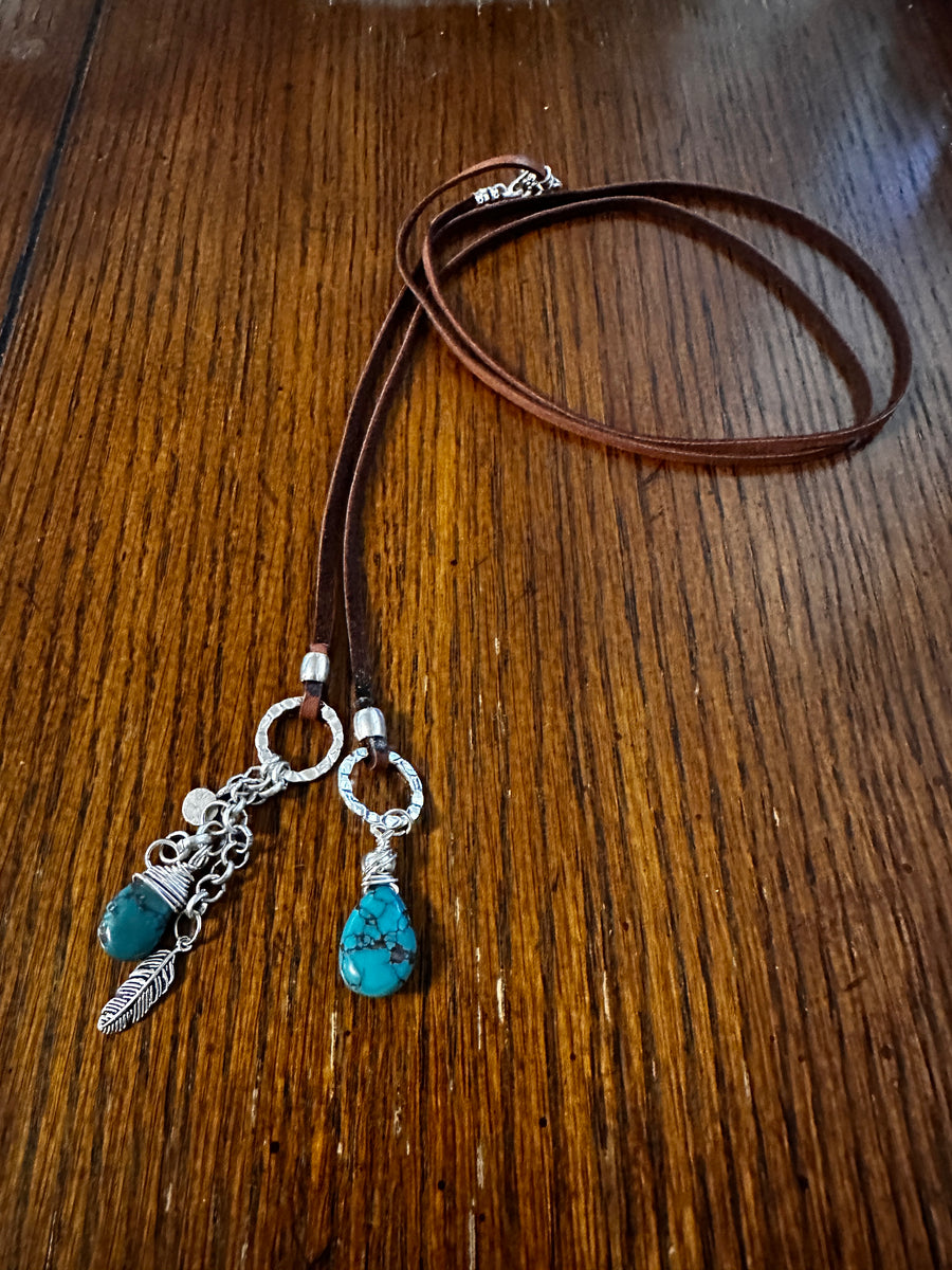 Turquoise and sterling Lariat