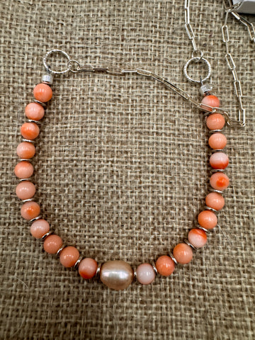 Vintage Coral and Freshwater Pearl Necklace