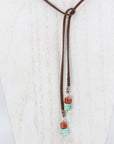 Rough Cut Natural Turquoise with a Desert Jasper Bead Lariat