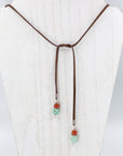 Rough Cut Natural Turquoise with a Desert Jasper Bead Lariat