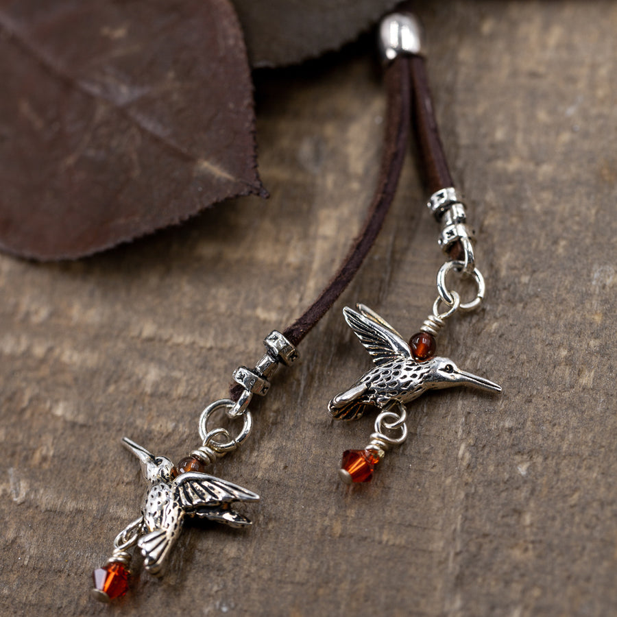 Hummingbird and Silver with Carnelian Lariat