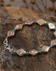 Antique Beige Pearl and Turquoise Bracelet