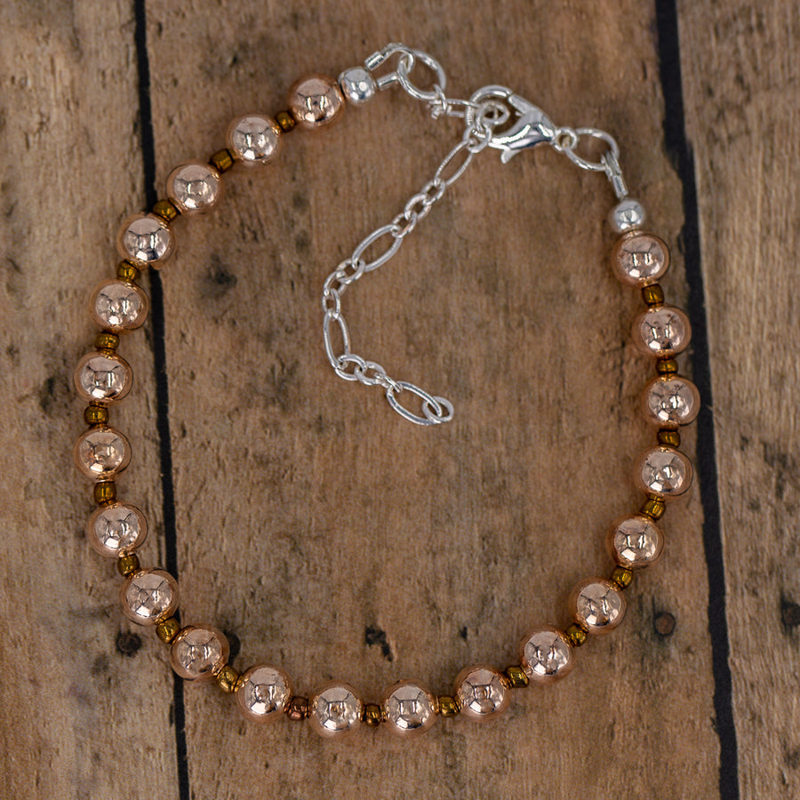 Light Copper Beads with Seed Spacers