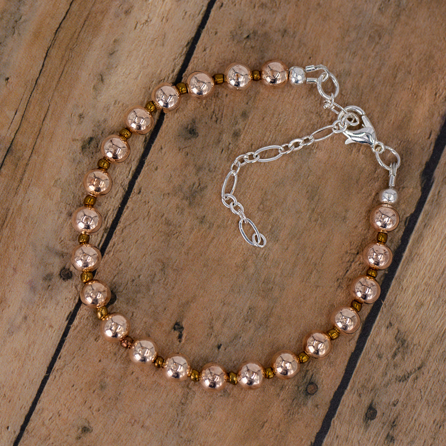 Light Copper Beads with Seed Spacers