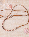 Peach Sunstone with Leather AdjustableNecklace