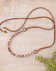 Peach Sunstone with Leather AdjustableNecklace