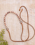 Peach Sunstone with Leather AdjustableNecklace